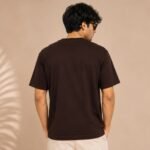 Men Regular Brown T-Shirt for Boys Casual Half Sleeve Round Neck Loose Fit Korean Style Streetwear Tee - Image 2